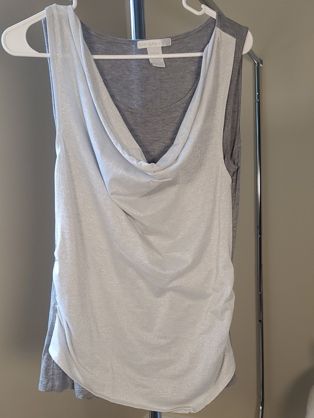 White Shimmery Cowl Neck Tank